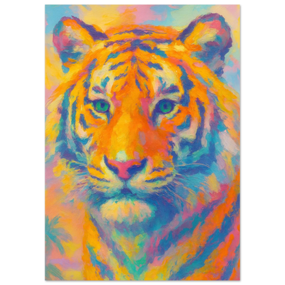 Djur: Psychedelic Tiger Canvas Print - Vibrant Abstract Wildlife Art in Multiple Sizes