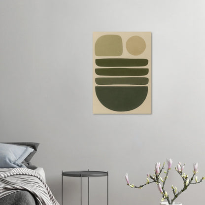 Abstrakt Minimalistisk Jordnära Konsttryck | Modern Väggkonst i Grågröna Toner