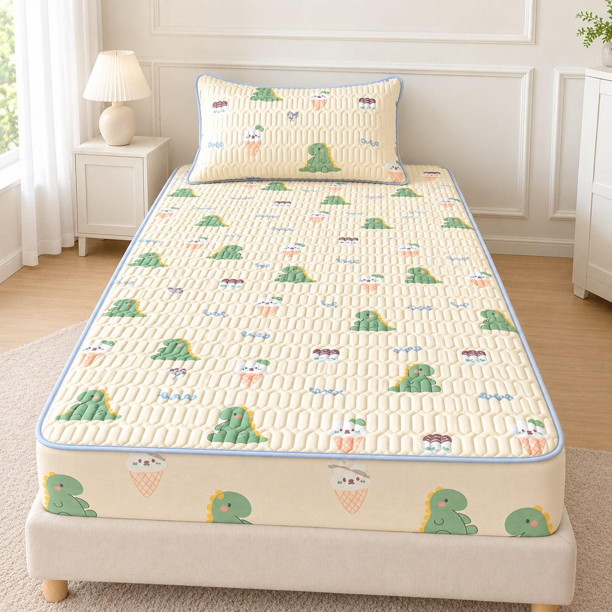 Quilted Printed Fitted Mattress Cover Set