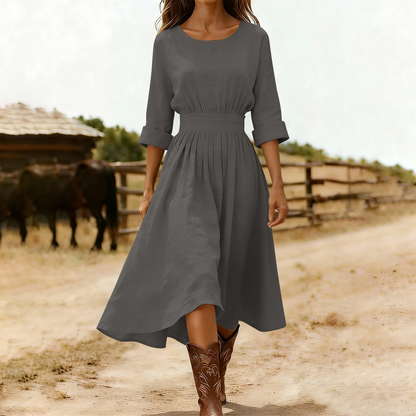 Long-Sleeve Cotton Blend Dress
