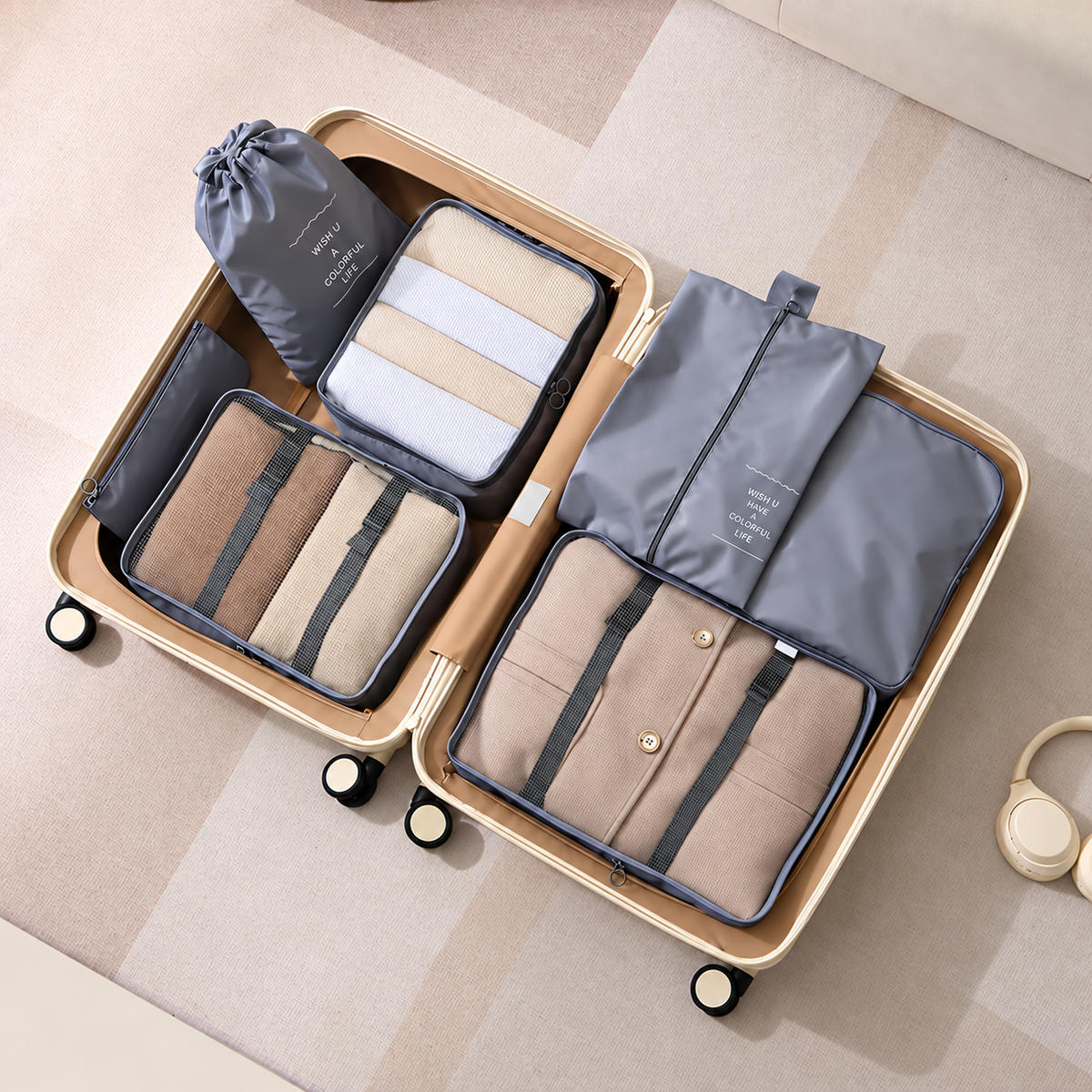 Seven-Piece Travel Packing Organizer Set