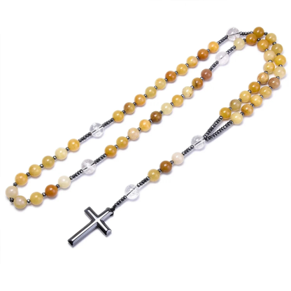 Stone Bead Cross Necklace