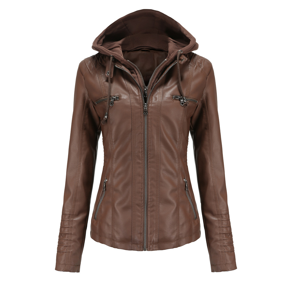 Hooded PU Leather Jacket