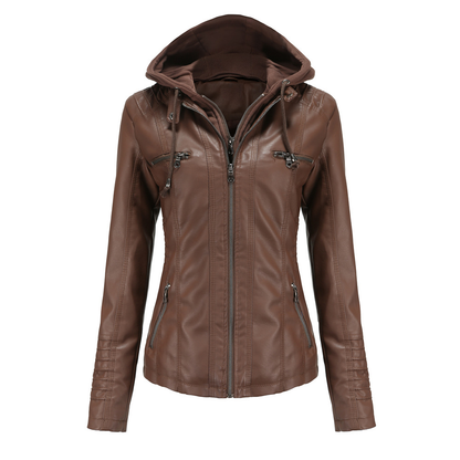 Hooded PU Leather Jacket