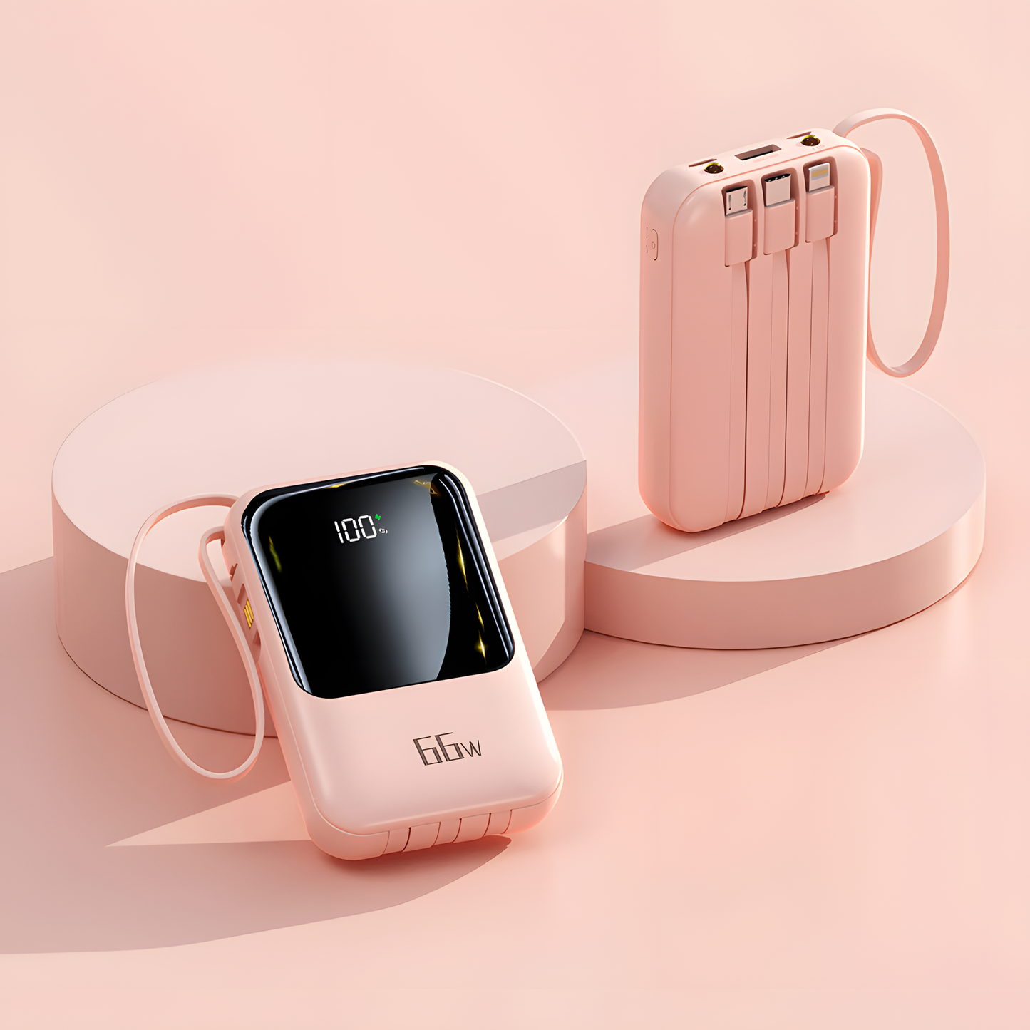 66W Power Bank with Built-In Cable
