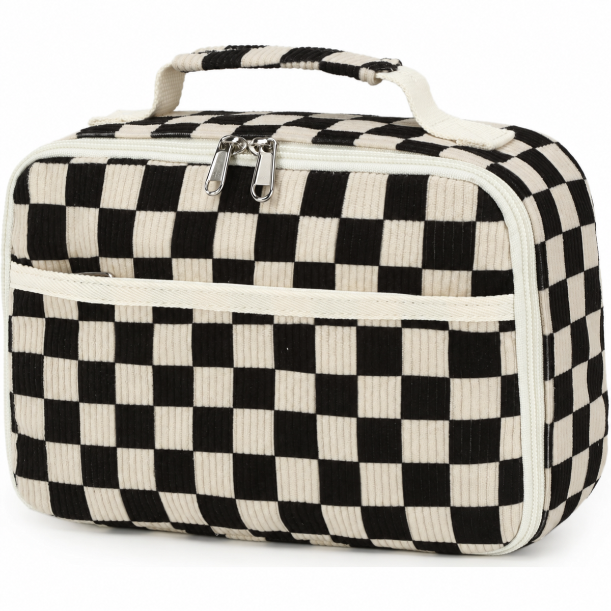 Corduroy Lunch Bag with Zip Pockets