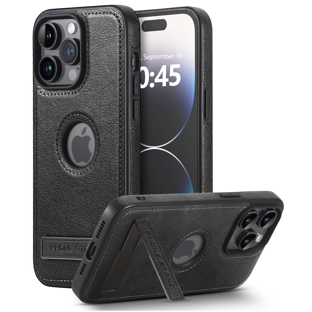 Leather-Texture Stand Case for iPhone 15 Pro Max