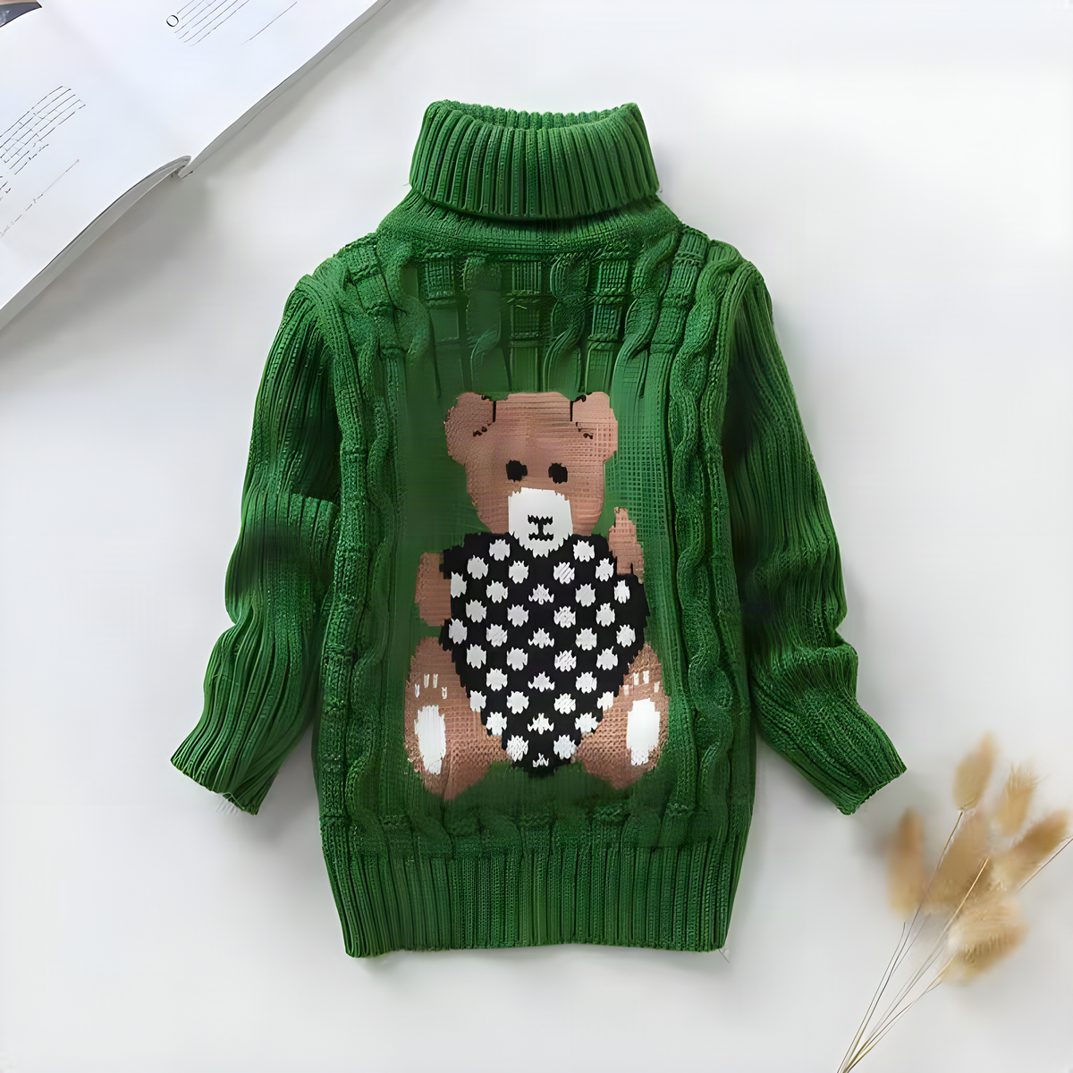 Bear Turtleneck Kids Sweater
