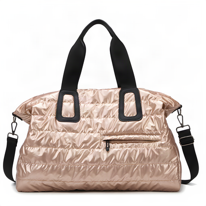 Glossy Quilted Travel Duffel Bag