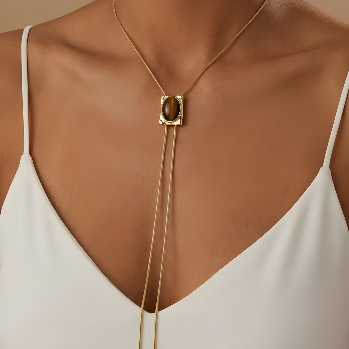 Tiger Eye Bolo Necklace