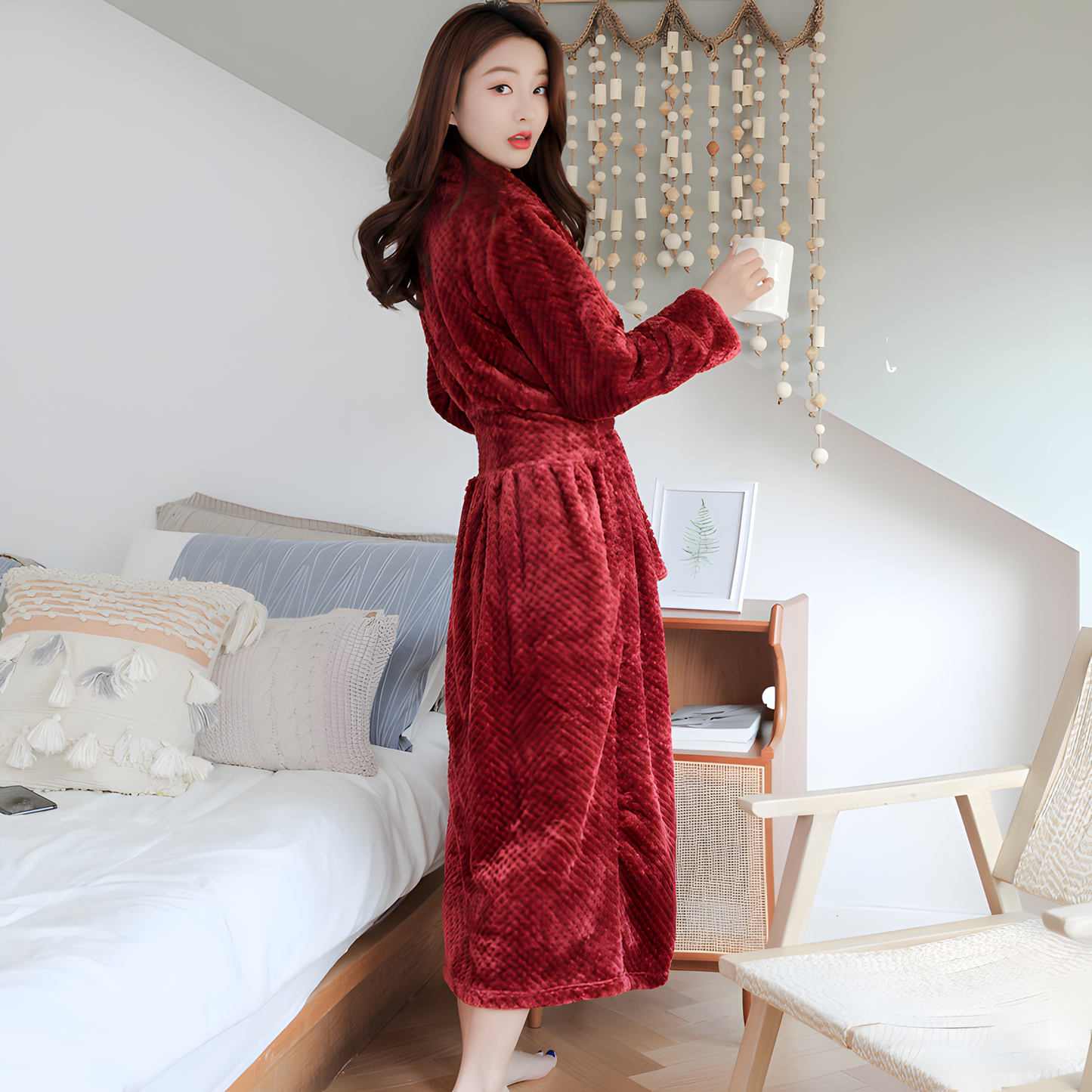 Women's Plush Hooded Bathrobe