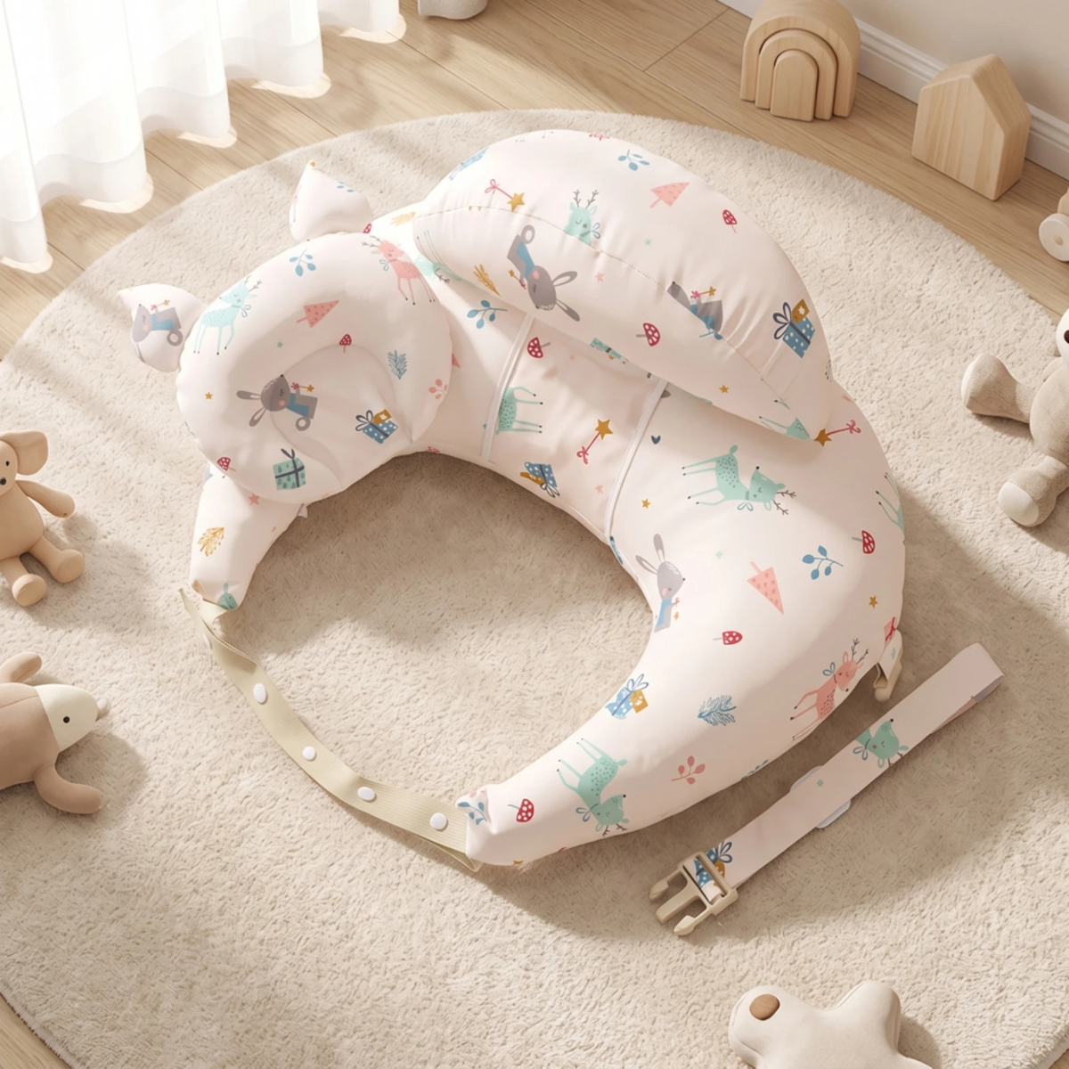 Adjustable Nursing Pillow with Baby Headrest