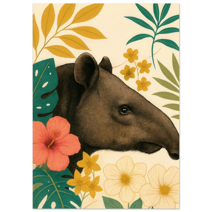 Tropicana Tapir Konstavla – Djurmotiv med Vibrerande Flora