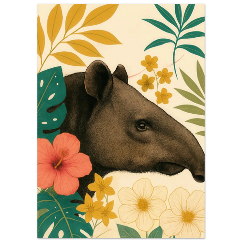 Tropicana Tapir Konstavla – Djurmotiv med Vibrerande Flora