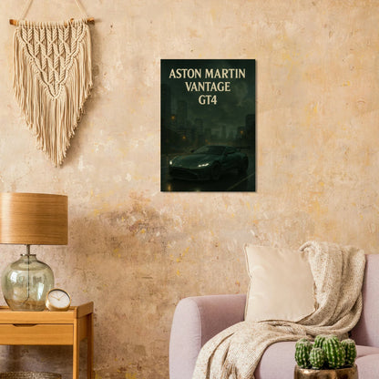 Aston Martin Vantage GT4 Night Drive Poster – Premium Quality Car Art