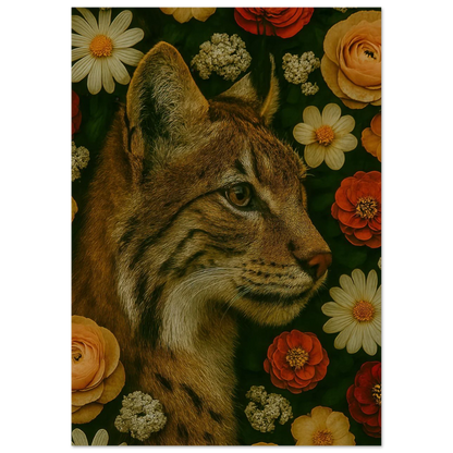 Mystisk Vildkatt i Blomsterprakt - Premium Konsttryck på Halvblankt Papper