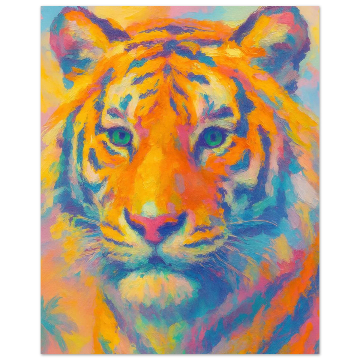 Djur: Psychedelic Tiger Canvas Print - Vibrant Abstract Wildlife Art in Multiple Sizes