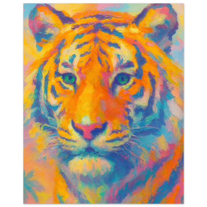 Djur: Psychedelic Tiger Canvas Print - Vibrant Abstract Wildlife Art in Multiple Sizes