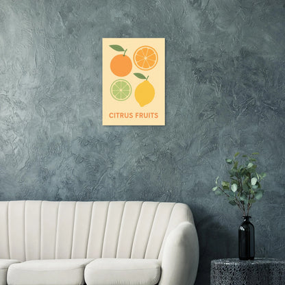 Retro Citrus Fruits Art Print – Zesty Kitchen Decor Poster in Your Choice of Size