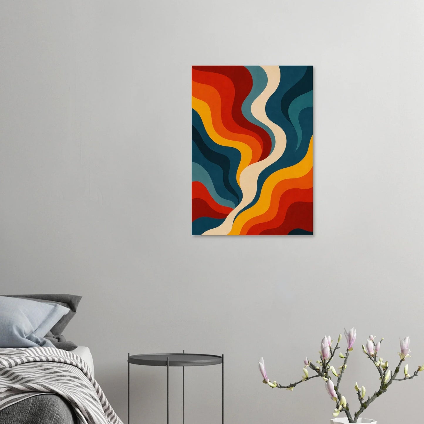 Retro Wave Abstract Art Poster – Vibrant 70s Flow Design in Your Choice of 29 Sizes