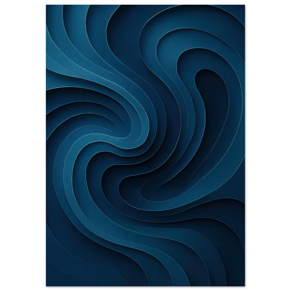 Deep Ocean Swirl Abstract Poster Print: Minimalist Curves in Indigo & Teal – Elevate Your Space with Modern Art