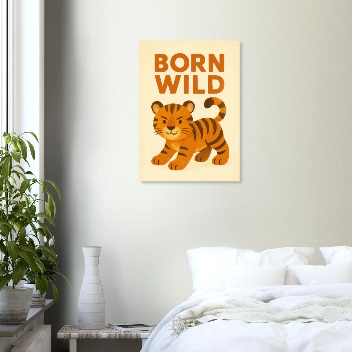 Born Wild Tiger Art Print – Playful Nursery Decor & Kids' Room Poster