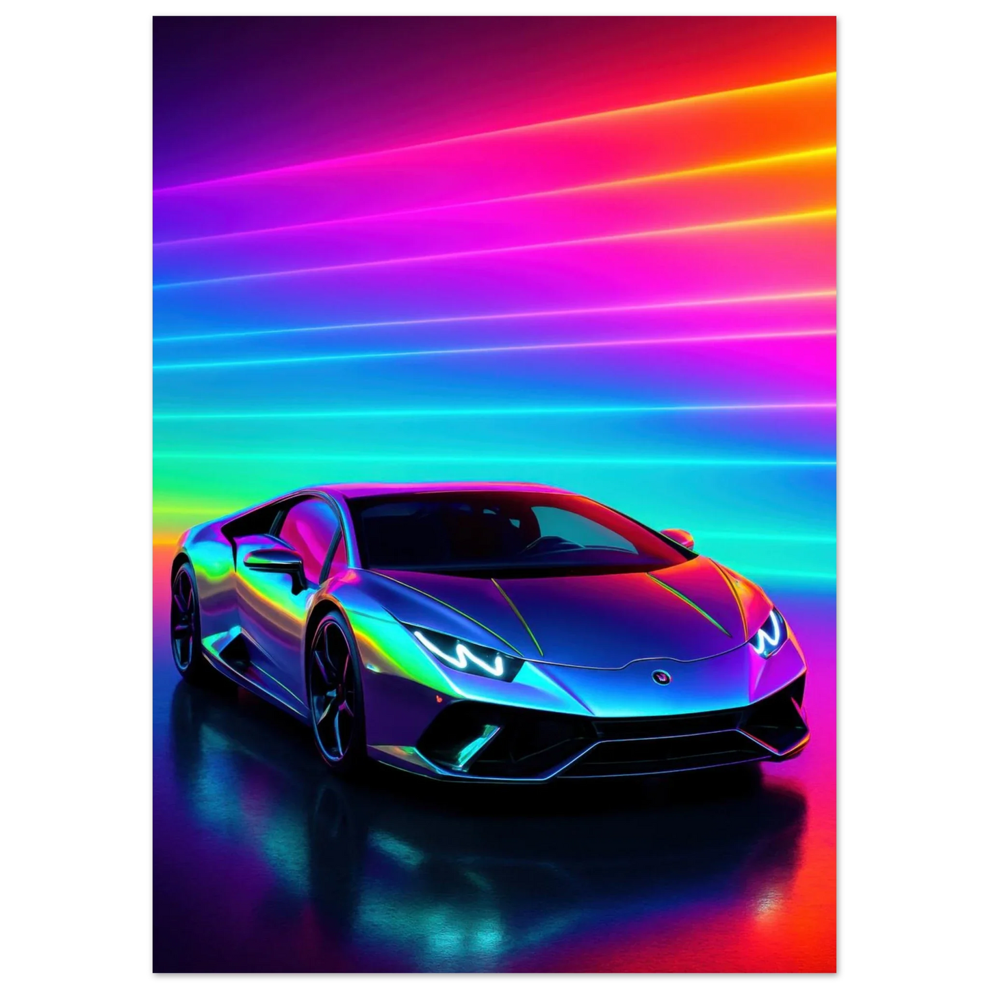 Neon Dream Racer Poster: Porsche 911 GT3 Test in Psychedelic Hues & Premium Quality