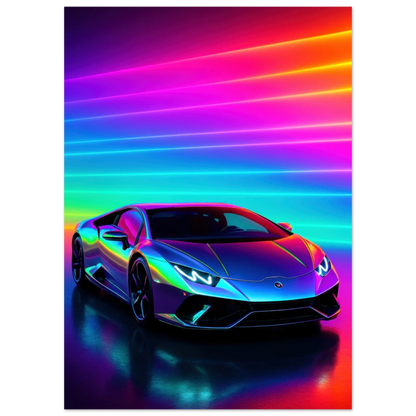 Neon Dream Racer Poster: Porsche 911 GT3 Test in Psychedelic Hues & Premium Quality