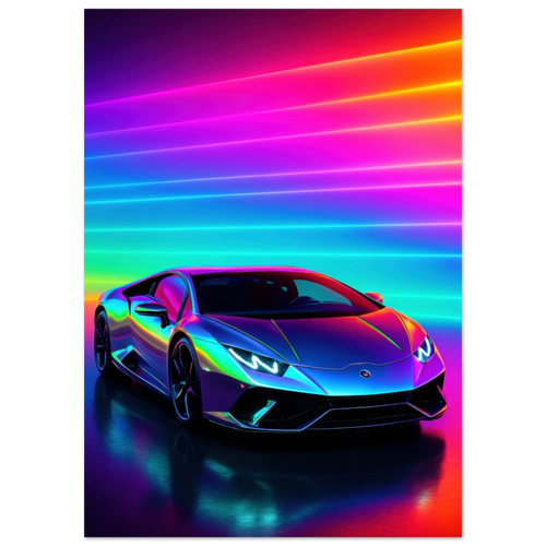 Neon Dream Racer Poster: Porsche 911 GT3 Test in Psychedelic Hues & Premium Quality