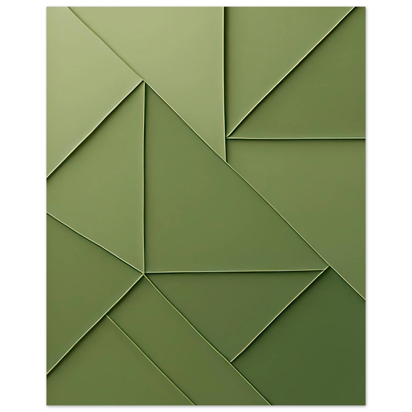 Abstrakt Minimalist Konsttryck i Gröna Nyanser – Modern Geometrisk Väggkonst