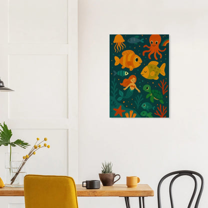 Förtrollande Undervattensvärld: Vänlig Marina Konstprint för Barnrummet
