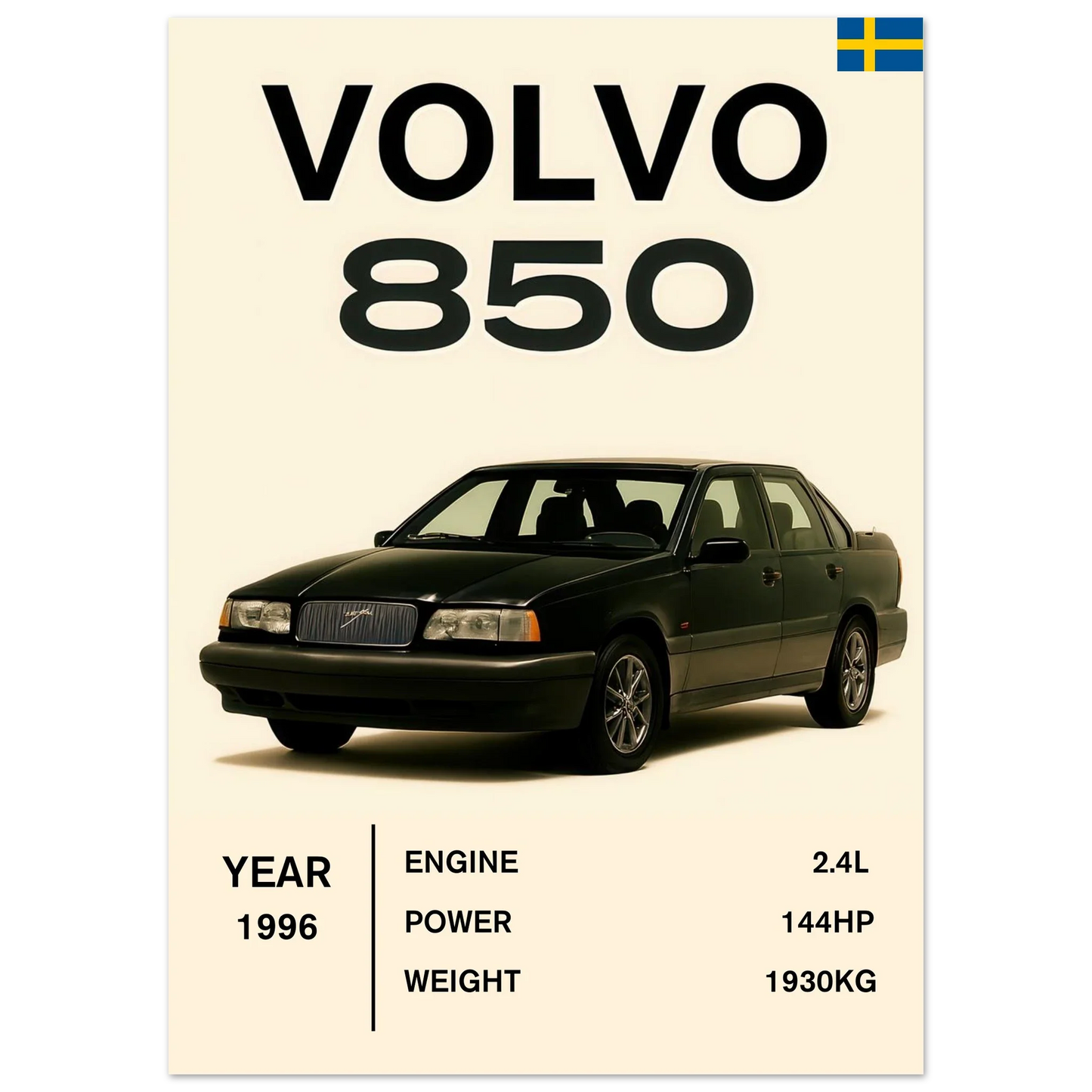 Volvo 850 Klassisk Bil Affisch – Fånga Tidens Elegans med Premium Konsttryck