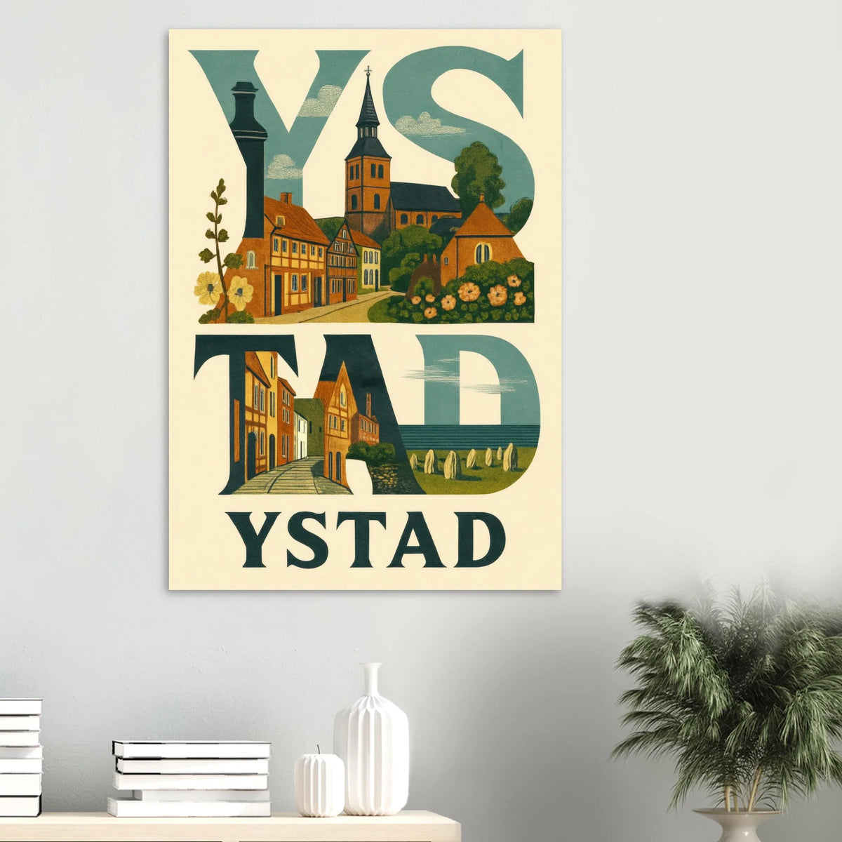 Ystad Poster - Artistic Representation with Elements of Ystad Design