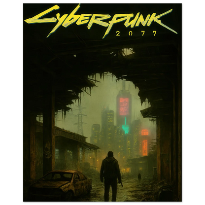 Cyberpunk Poster - Övergiven Stad Art Print on Premium Paper