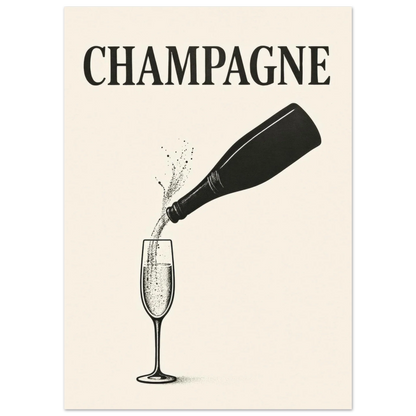 Champagne Splash Retro-Inspired Wall Art Poster – Elevate Your Space with Timeless Elegance