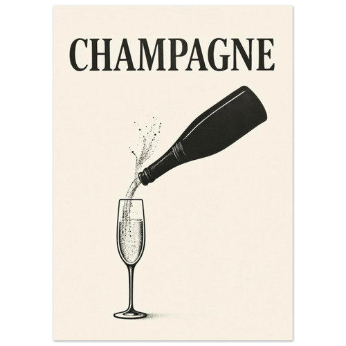 Champagne Splash Retro-Inspired Wall Art Poster – Elevate Your Space with Timeless Elegance