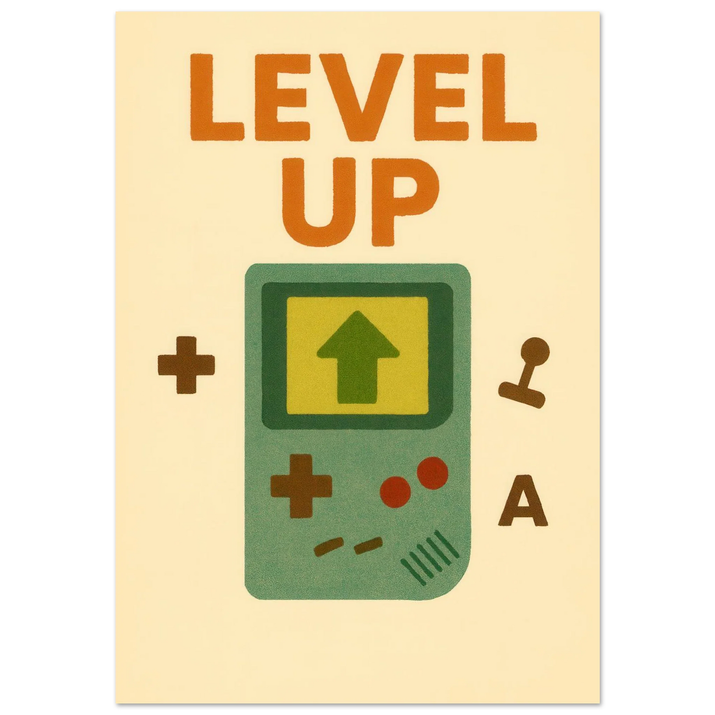 Level Up Retro Gaming Poster – Nostalgic Art Print for Gamers