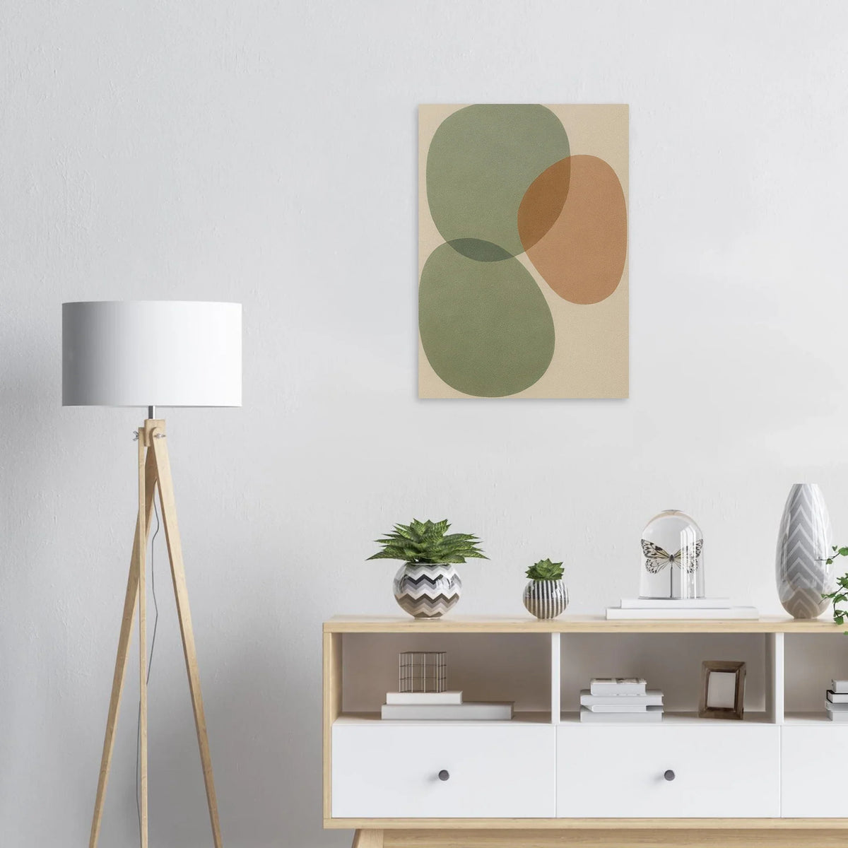 Abstrakt Minimalistisk Jordnära Formkonsttryck – En lugnande väggkonst i dämpade toner