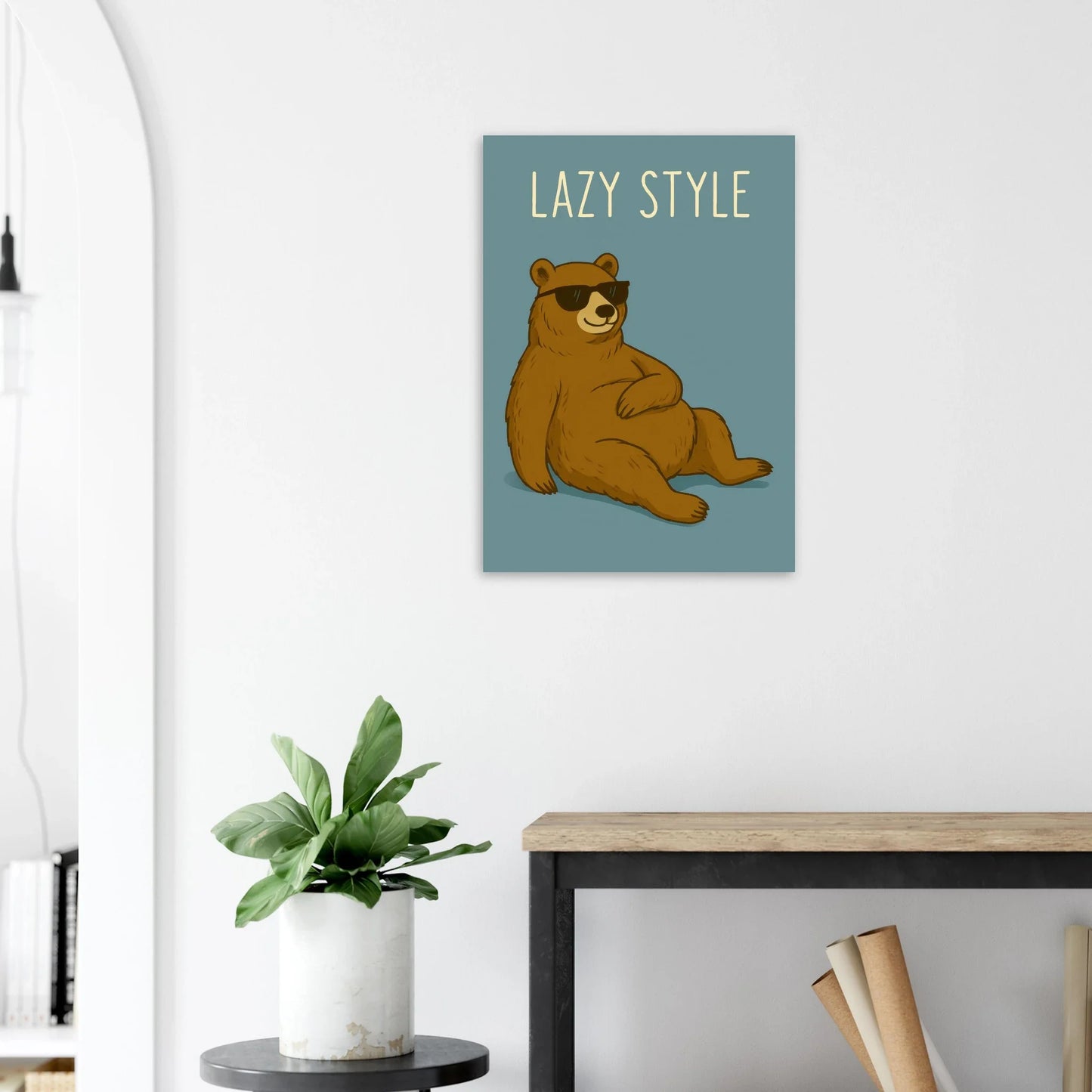 Lazy Style Bear in Sunglasses - Humorous & Relaxed Vibe Art Poster in Various Sizes