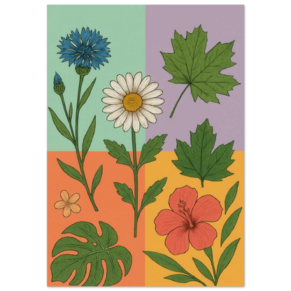 Frukter Botanisk Konsttryck – Levande Blommor och Blad på Premium Papper, Välj Din Storlek