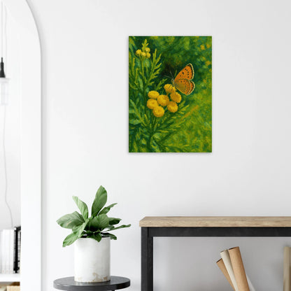 Vibrant Impressionist Butterfly & Yellow Flowers Art Print – Choose Your Perfect Size