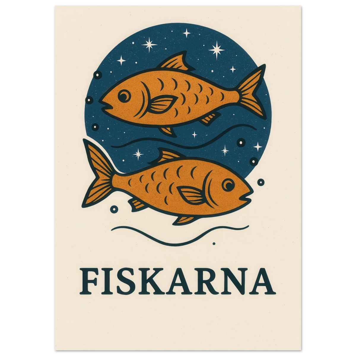Pisces Zodiac Constellation Art Print – "Fiskarna" Mystical Fish Wall Decor in various sizes