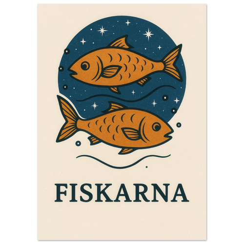 Pisces Zodiac Constellation Art Print – "Fiskarna" Mystical Fish Wall Decor in various sizes