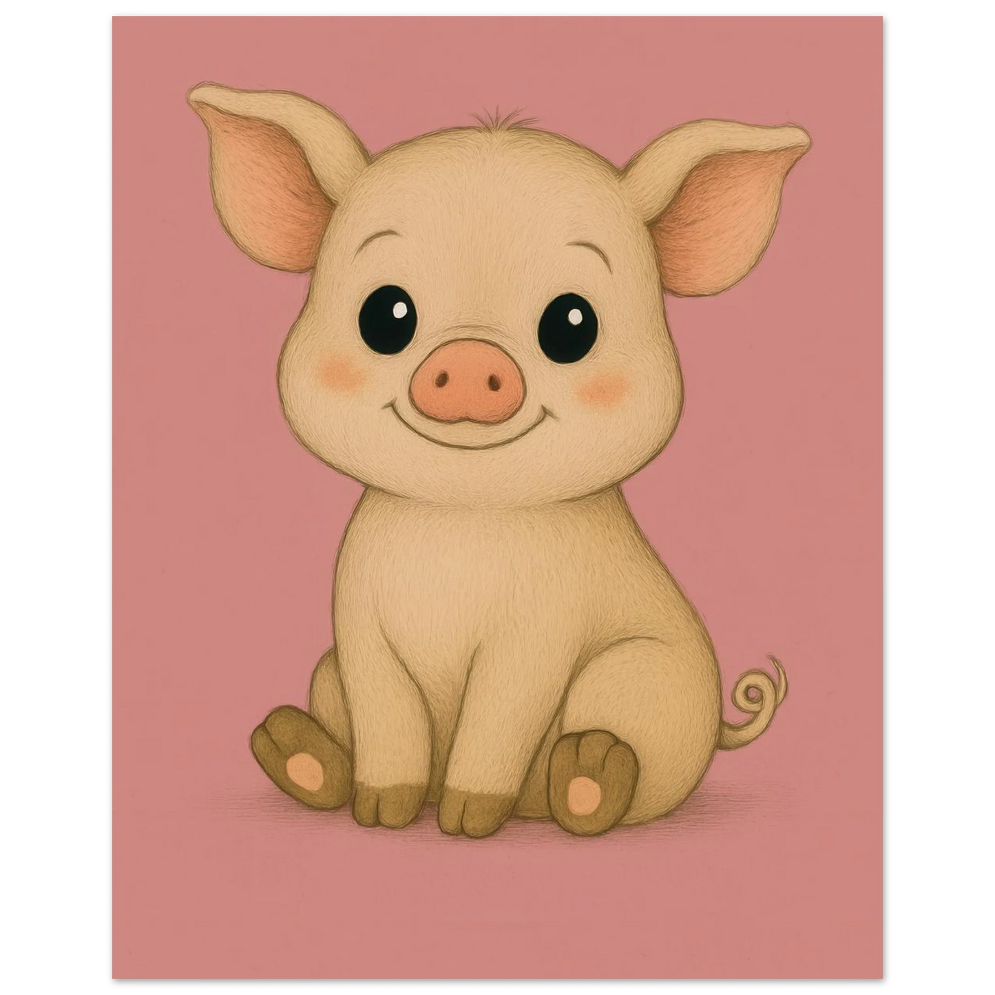 Charming Baby Piglet Art Print – Adorable Farmhouse Decor for Nursery & Kids' Rooms