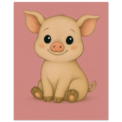Charming Baby Piglet Art Print – Adorable Farmhouse Decor for Nursery & Kids' Rooms