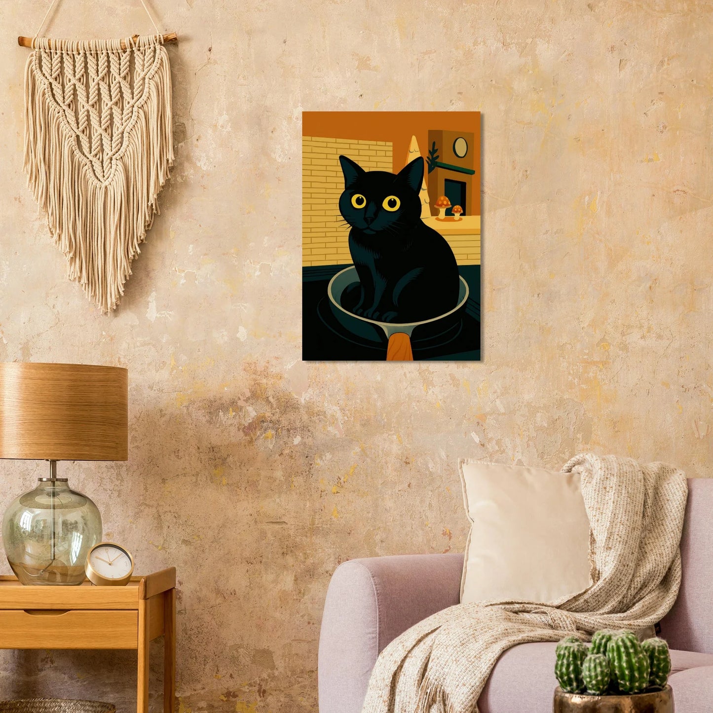 Katt i Stekpanna Poster – Rolig Konst för Ditt Hem