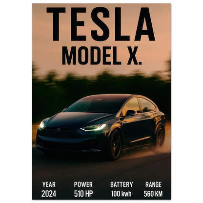 Tesla Model X Konsttryck - Modern Lyx för Väggen med Fenomenal Detaljrikedom