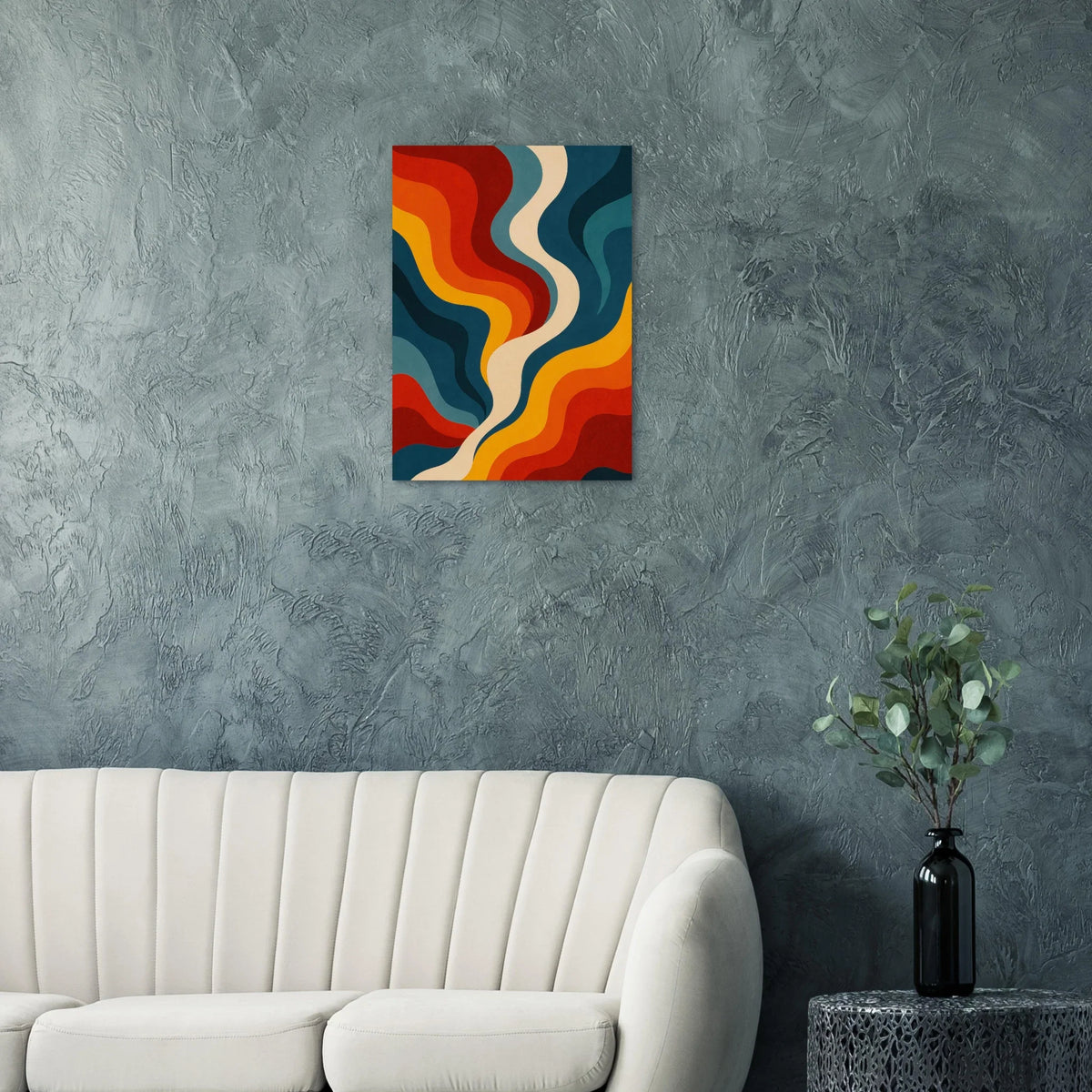 Retro Wave Abstract Art Poster – Vibrant 70s Flow Design in Your Choice of 29 Sizes