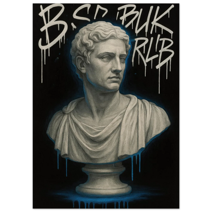 Neon Drip Roman Bust Poster – Classic Art with a Modern Edge, Available in 29 Sizes
