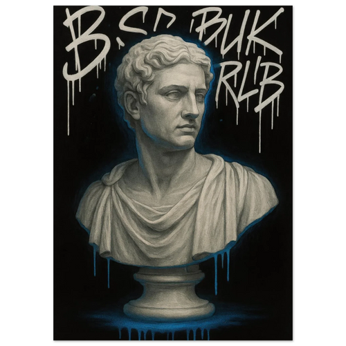 Neon Drip Roman Bust Poster – Classic Art with a Modern Edge, Available in 29 Sizes